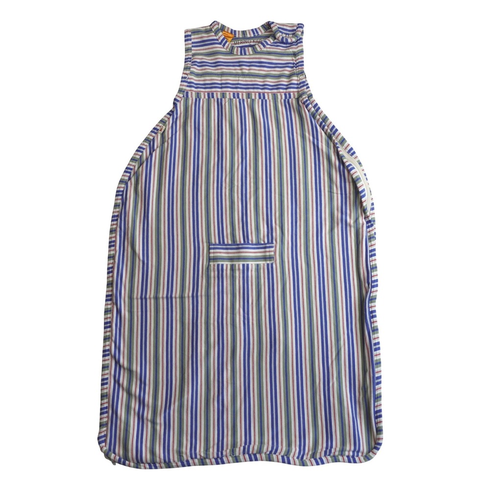 Merino Kids Go Go Bag 0-24 Months Blue Green Striped Organic Cotton Sleep Sack